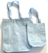 Lululemon Reusable Totes Large And Small Lunch Daydream Blue Shoppers, NEW