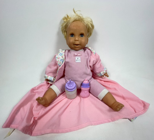 VTG 2000 Mattel Inc Miracle Moves Blonde Hair Baby Infant Doll Tested Works Rare