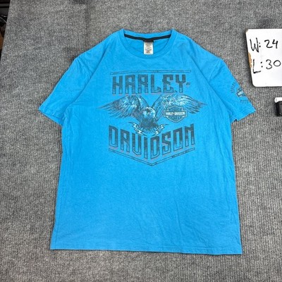 Harley-Davidson Graphic T-Shirt XL Blue Eagle Bar Shield Turquoise Blue Cotton