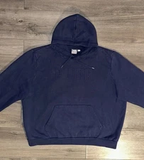 Puma Puff Print Logo Sportswear Performance Hoodie Mens 2X 2XL Navy Blue