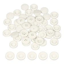 50pcs Sewing Button 15mm 4 Holes Resin Round Crafting Buttons, White