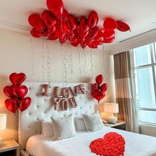 Valentines Day Balloons Decorations Heart Balloons Kit Rose Petals Flower Dec...