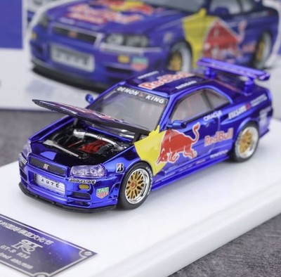 DK 1:64 HEC Blue JDM Skyline GTR R34 Racing Sports Model Diecast Metal Car