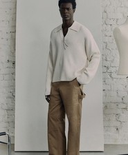 H&M Atelier Men s Rib-Knit Loose Fit Polo Swe...