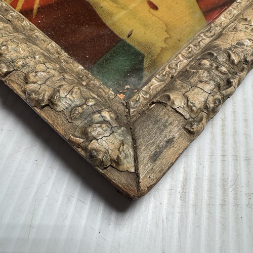 "Antiguo cuadro del Sagrado Corazón de Jesús marco dorado ornamentado de madera 13""x17""" - Imagen 3 de 6