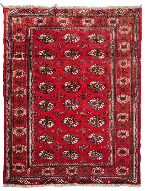 Amazing Hand Knotted Vintage Afghan Turkmen Sara Wool Area Rug 6 x 4 Ft