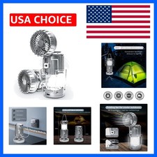 Solar Camping Lantern with Fan Phone Charger, Portable Rechargeable Power f...