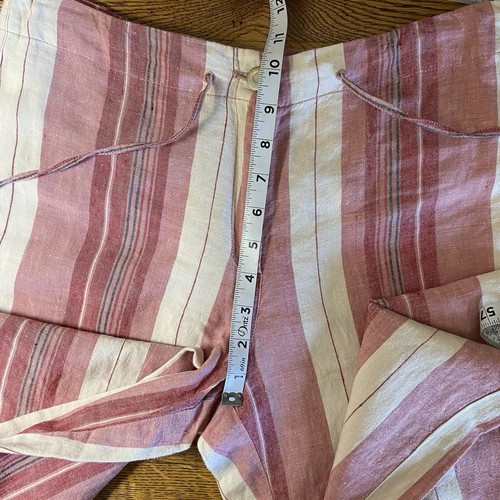 Esprit Womens Pink Stripe Linen Pants Juniors Sz 11 Straight Leg Zip/Drawstring - Picture 11 of 12
