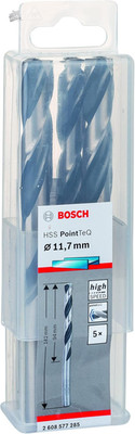 Bosch PointTeq 11.7mm HSS Steel Metal Drill Bit Set Cast Iron Plastics
