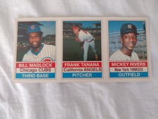 1976 Hostess 3 Card Panel - 100-102 Bill Madlock Frank Tanana Mickey Rivers