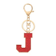 Initial Letter Keychain, A-Z Alphabet Keyring Letter J Metal Key Chain, Red