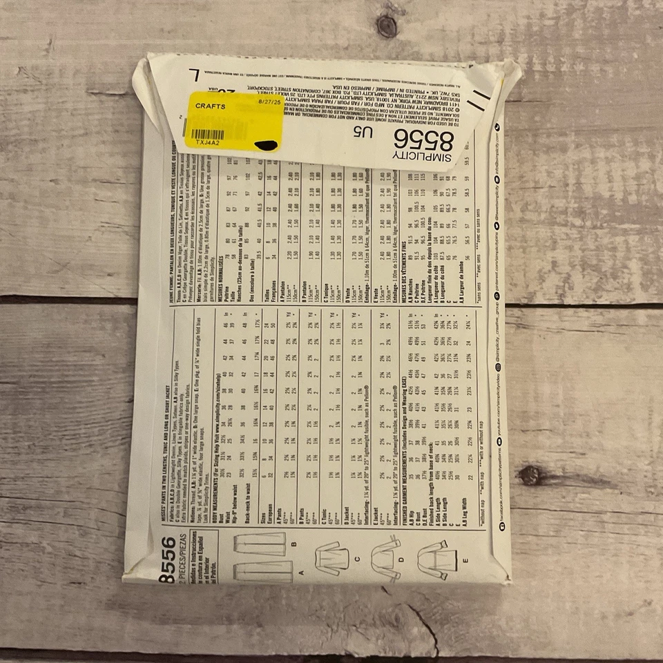 Simplicity 8556 Sewing Pattern Shirt Top Jacket Pants Wardrobe Miss 16-24 UNCUT - Image 2 of 3