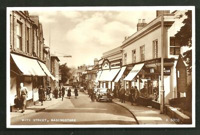 Basingstoke rppc Wote Street Hampshire England stamp 1955