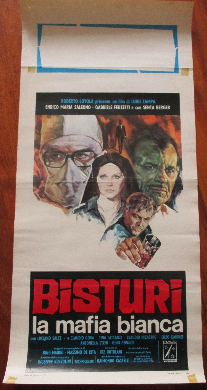 Locandina originale film Bisturi, la mafia bianca (1° tipo) (1973) - Regia di Luigi Zampa