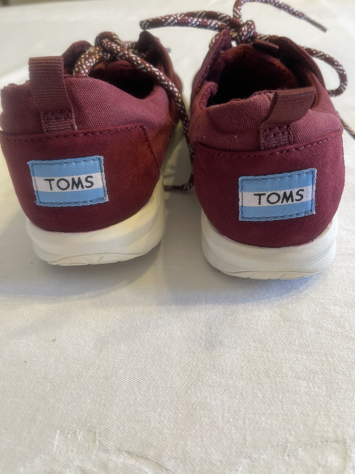 TOMS Womens Del Rey Lace Up Sneakers Size 6.5 Shoes Casual   - Red