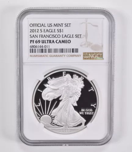 PF69 UCAM 2012-S American Silver Eagle San Francisco Mint Set NGC Brown Label
