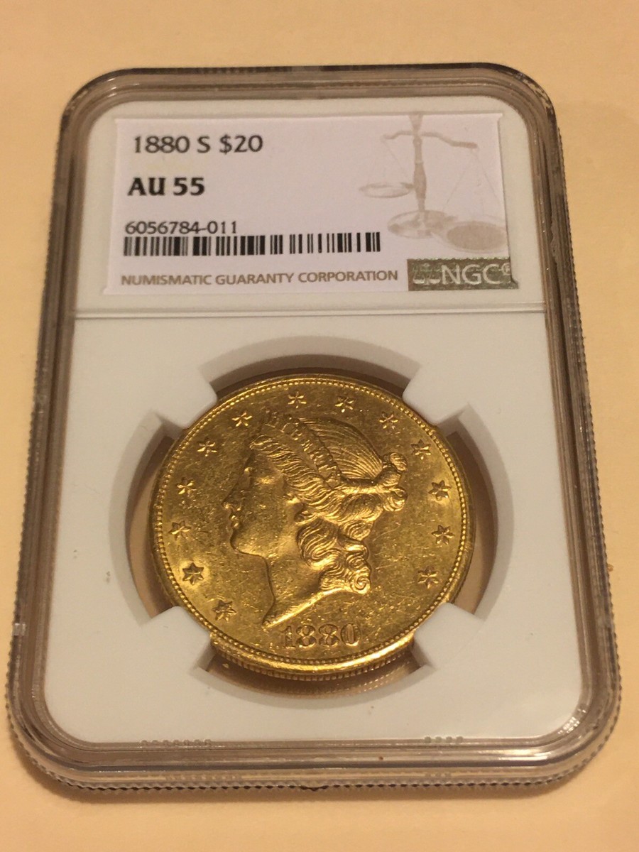 1880-S AU55 NGC Liberty Double Eagle $20 Gold Coin PQ great appeal