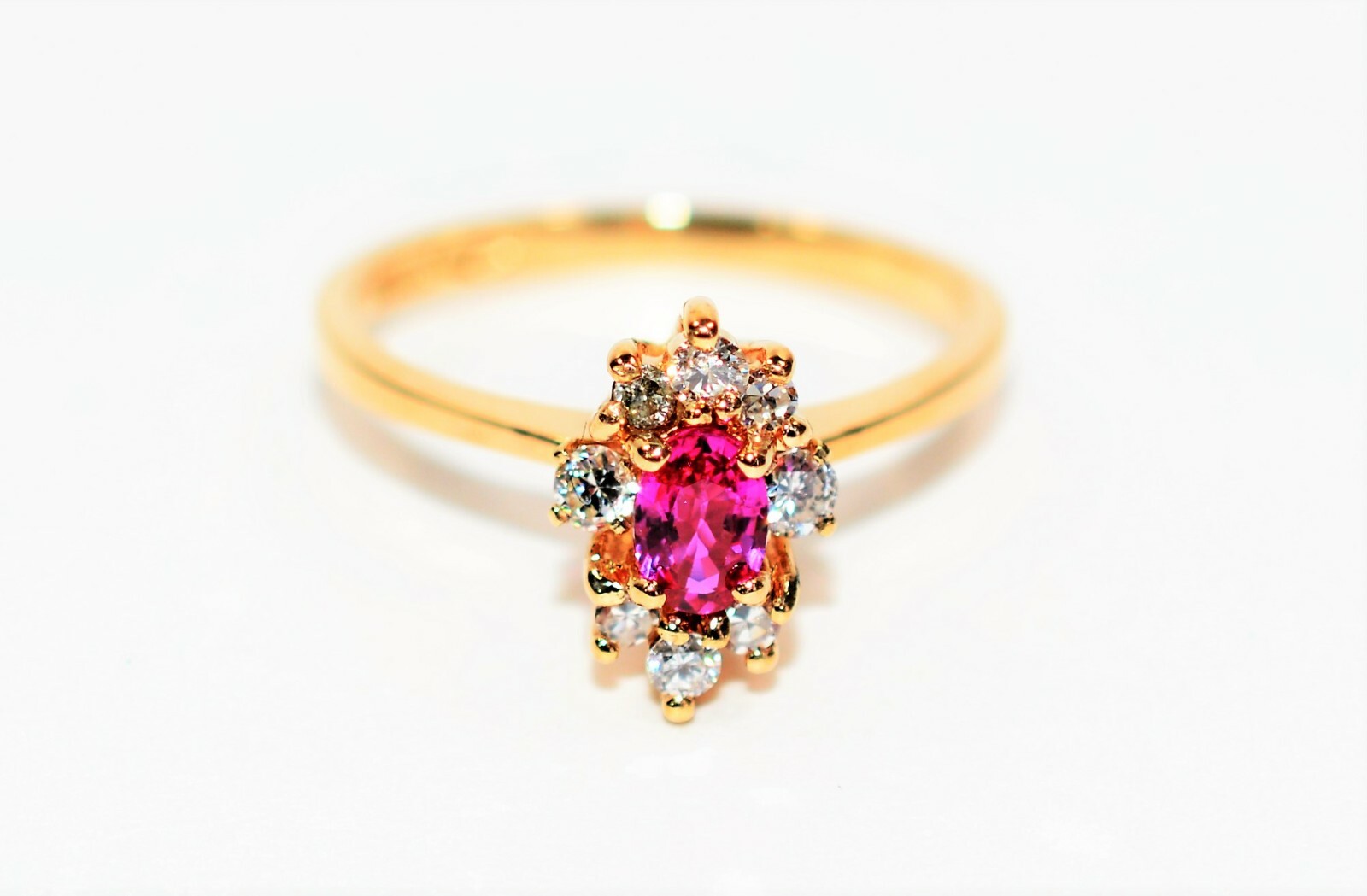 Natural Ruby & Diamond Ring 14K Solid Gold .60tcw… - image 1