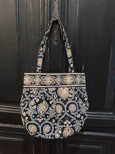VERA BRADLEY Morgan Caffe Latte Borsa a trapunta marrone nera Borsa a tracolla Borsa a tracolla