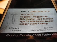 DAGGERZ DAGCT14112T17 14X1 1/2 HEX SCREW ( 1500 PCS )
