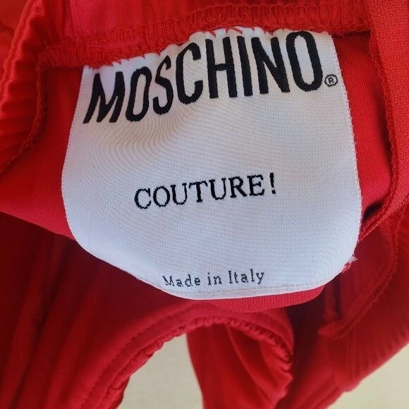 Abito donna vintage Moschino couture raso increspato rosso