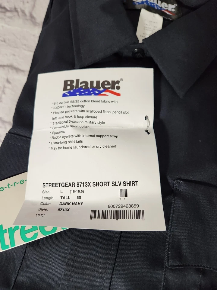 Nuevo Uniforme Manga Corta Azul 8713X Camisa Mezcla Algodón Azul Marino Para Hombre Grande Alto Foto 2 de 4