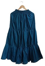 Indian Teal Green Solid Long Frill Cotton Skirts Women's Clothing Skirt US