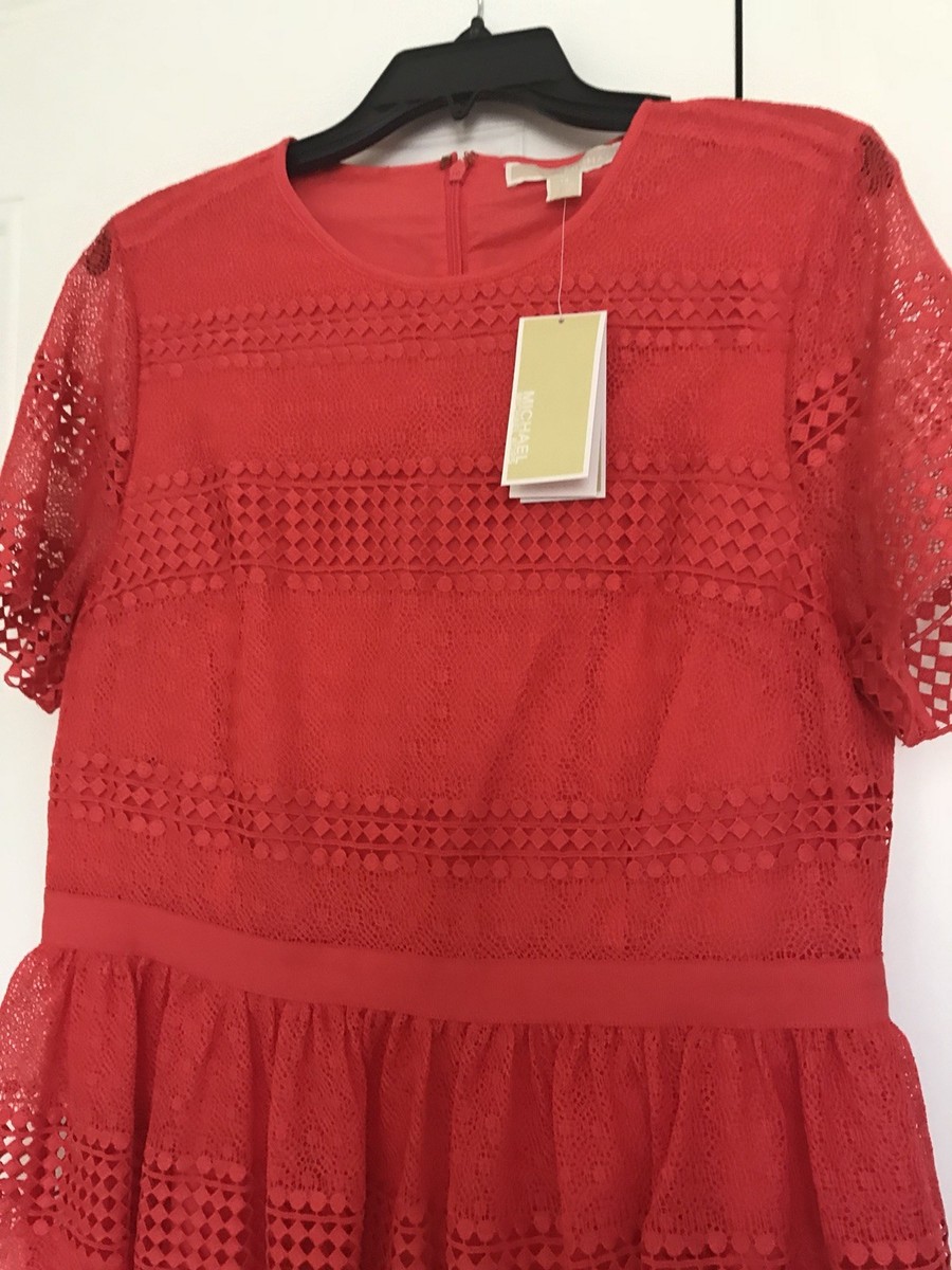 Michael Michael Kors Pleated Lace Dress 12 NWT Gorgeous Red | eBay Michael Michael Kors Pleated Lace Dress 12 NWT Gorgeous Red | eBay