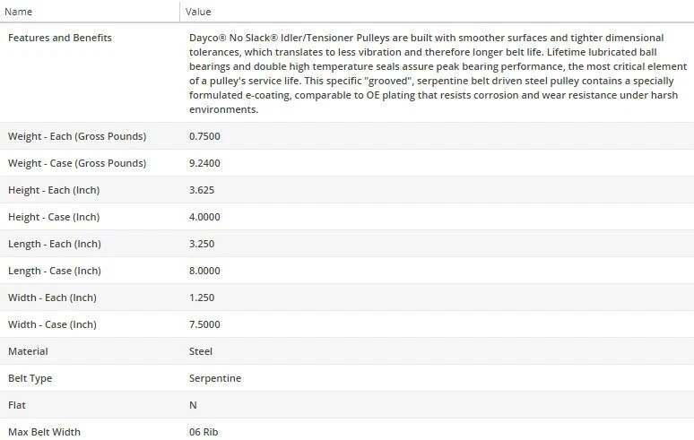 Polia tensora de correia Dayco Idler para FORD F-550 SUPER DUTY 2006-2014 V10-6.8L - Imagem 4 de 4