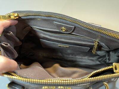 MIU MIU Double Zip Convertible Satchel Vitello Shine Grey MIU MIU Double Zip Convertible Satchel Vitello Shine Grey