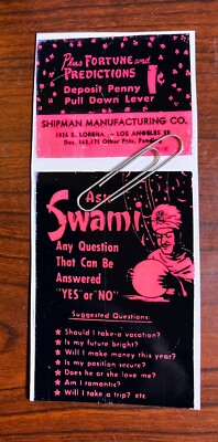 Front Replacement Sign for Ask Swam i Coin Operated Fortune Teller in Red