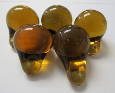 5 - Antique Czech Glass Fruit Amber Pears from Fruit Chandelier