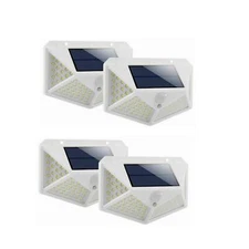 4 PK Waterproof 100 LED Solar Power Light PIR Motion Sensor Outdoor Lamp Wall
