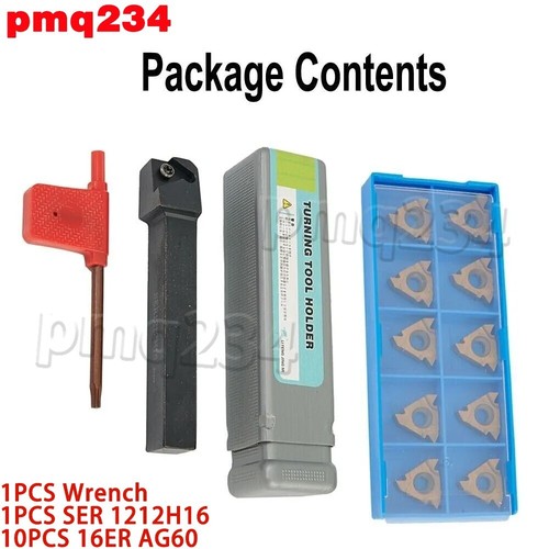 10Pcs 16ER AG60 Threading Insert + SER1212H16 12mm Lathe CNC Cutting-Tool Holder - Picture 5 of 5
