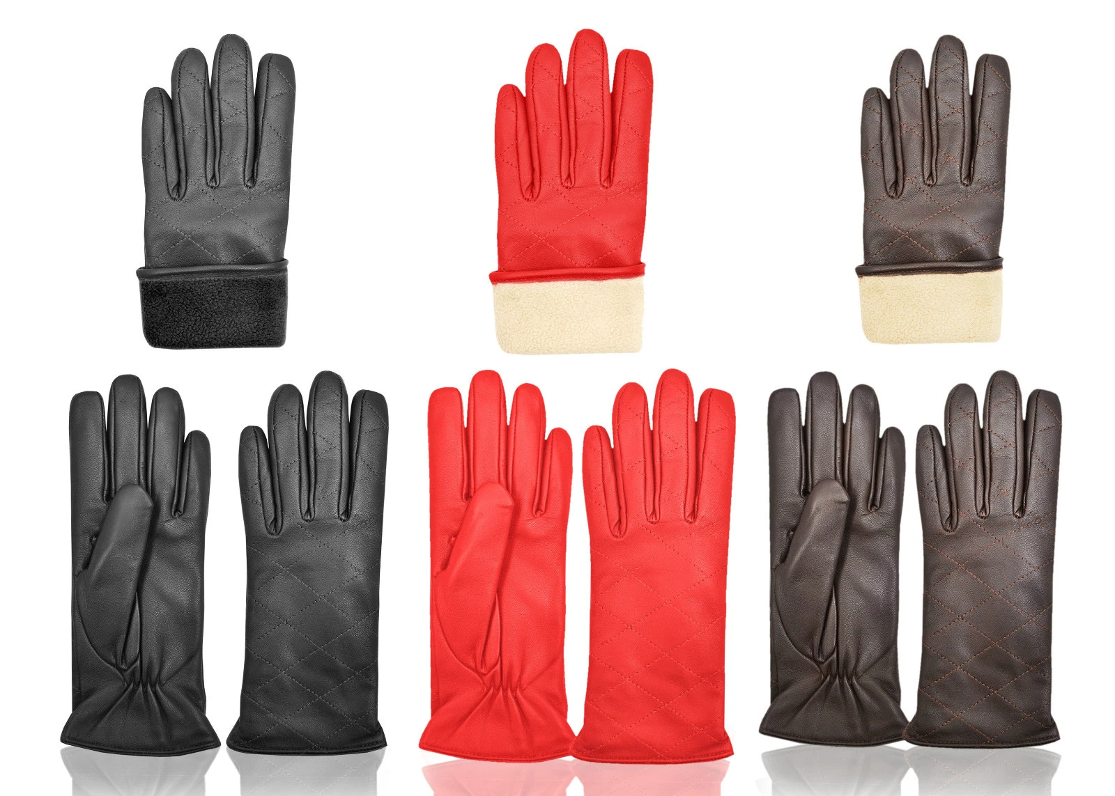 Top Quality Ladies Dress Fashion Winter Gloves 100% Real Leather Inside Lining