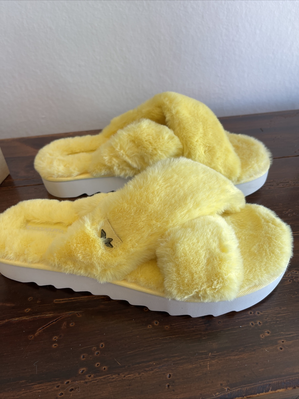 PANTOFOLA D’ORO ugg koolaburra ciabatta donna fuzz it con GIALLO TAGLIA 10 NUOVA CON SCATOLA