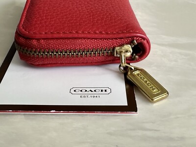 COACH VINTAGE SONOMA RED LEATHER ZIP AROUND COIN/CARD CASE WALLET