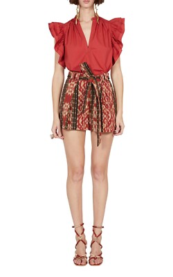 Ulla Johnson Damen Rafa Gürtel Gestreift Bedruckt Multi Bermuda Baumwolle XS 2