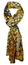 gecrashter Schal in braun gold oliv weiß gemustert - Gr. 180 x 50 cm