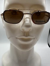 New Vintage Revolution Eyewear With Sun Shade RE077 Shiny Gold Amber 41 18 135