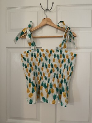 JCrew Planet Friendly Womens L Pineapple Stretchy NWOTag Perfect Vacation Halter