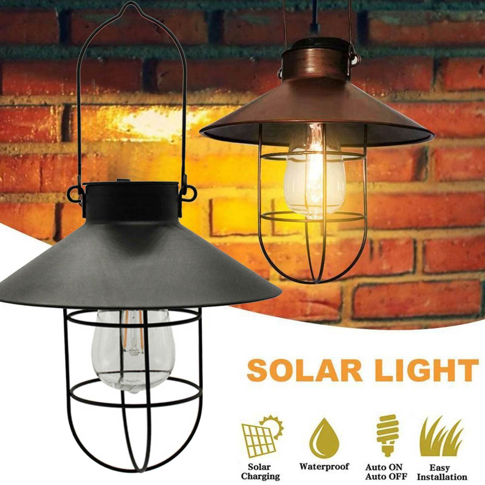 LED Solar Lantern Hanging Light Yard Outdoor Patio Garden Lamp Waterproof Decor