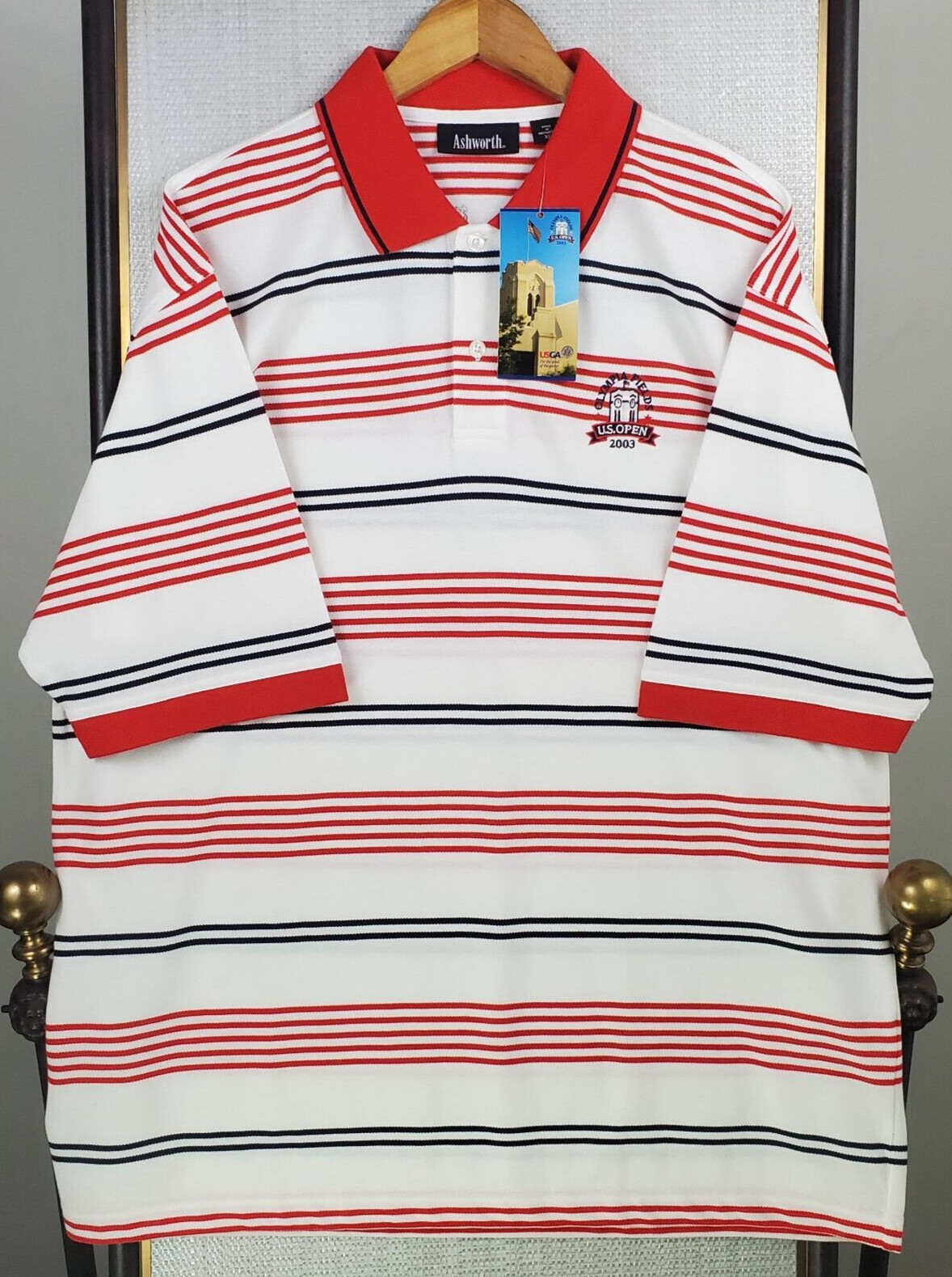VTG ASHWORTH x 2003 OLYMPIA FIELDS US OPEN NEW Sz XL Mens Polo Shirt Cotton Golf