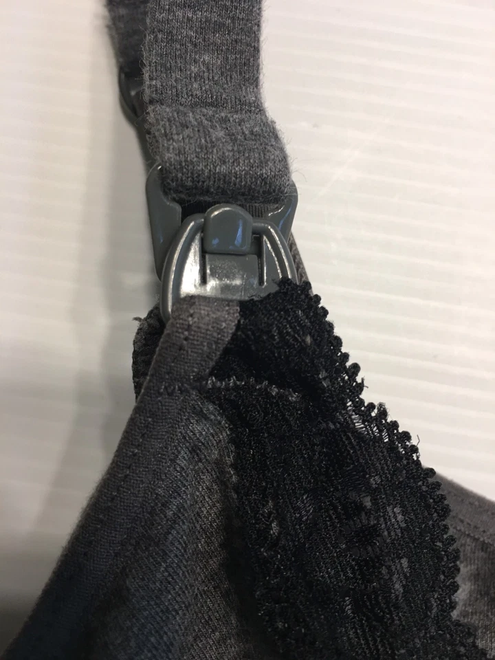 GILLIGAN O'MALLEY Cami de Enfermería, Camiseta sin Mangas Gris con Encaje Negro Talla Pequeña Foto 4 de 4