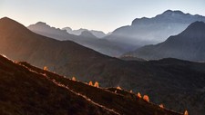 Landscape mountains italy sunlight brown far Custom Gaming Mat Desk