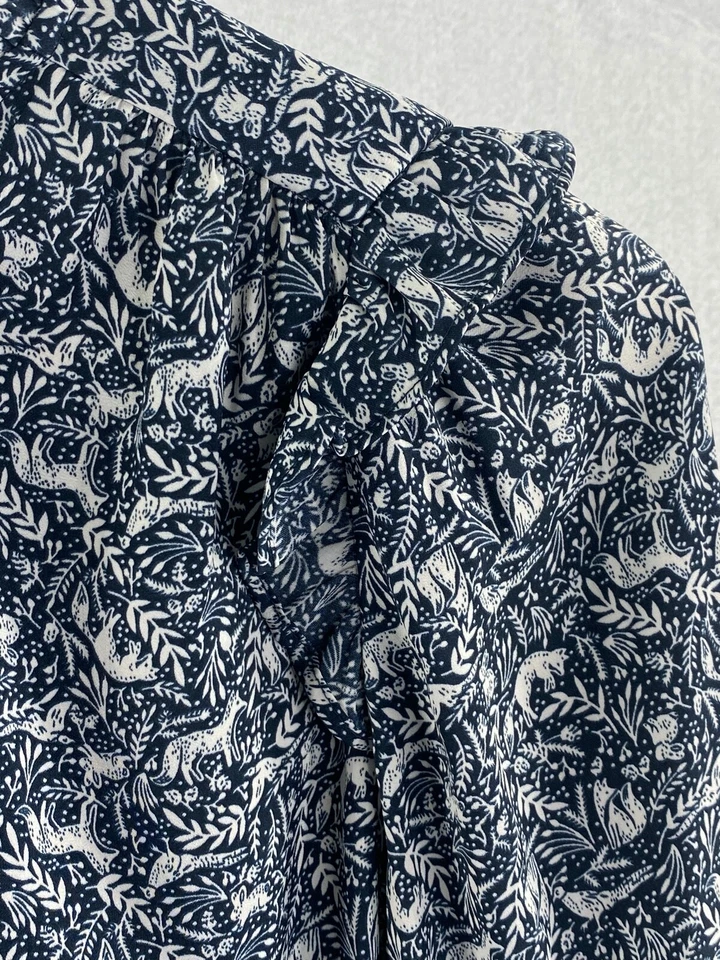 Lauren Conrad S Top Azul Branco Botão Frontal Excelente Estado Usado (W5742-L12) - Imagem 3 de 4