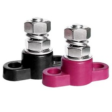 2PCS Red Black 3/8" Single Stud Battery Junction Posts Block Power Distribution