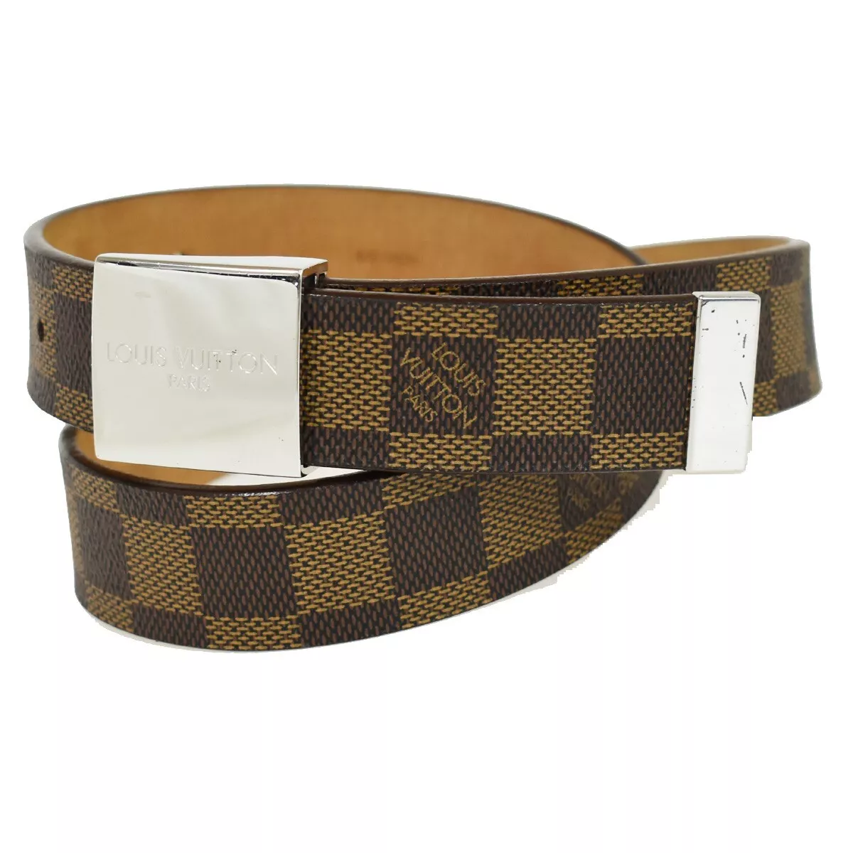 damier ebene belt gold buckle