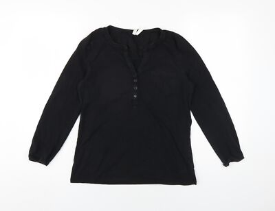 DeFacto Henley-Bluse Damen schwarz Baumwolle L