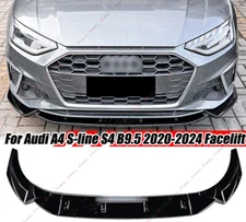 Front Bumper Spoiler Lip Kit For Audi A4 S4 B9.5 Sline 2020-2024 2021 Black